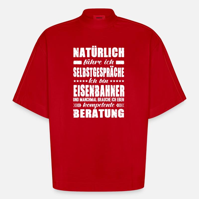 Eisenbahner Geschenke Bahnfahrer Zugführer Sprüche - Heavyweight Oversized Organic Boxy T-Shirt Made in EU - Rot