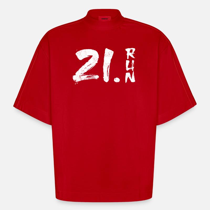 21.1 Halbmarathon - Heavyweight Oversized Organic Boxy T-Shirt Made in EU - Rot