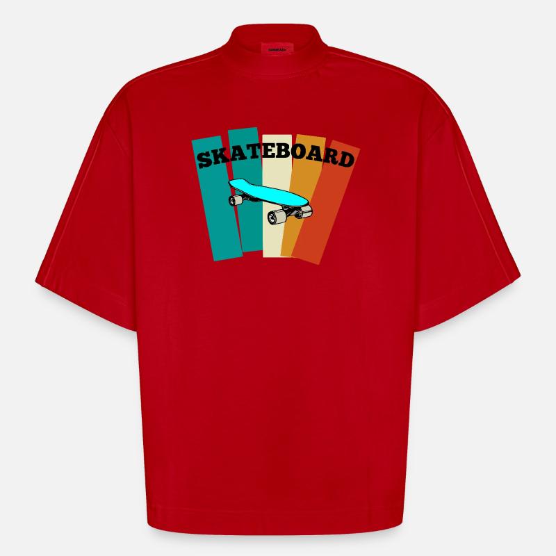 Skateboard - Heavyweight Oversized Organic Boxy T-Shirt Made in EU - red