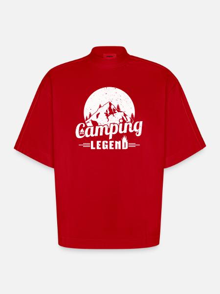 Mountain Camping Legend Design - Heavyweight Oversized Organic Boxy T-Shirt Made in EU - red