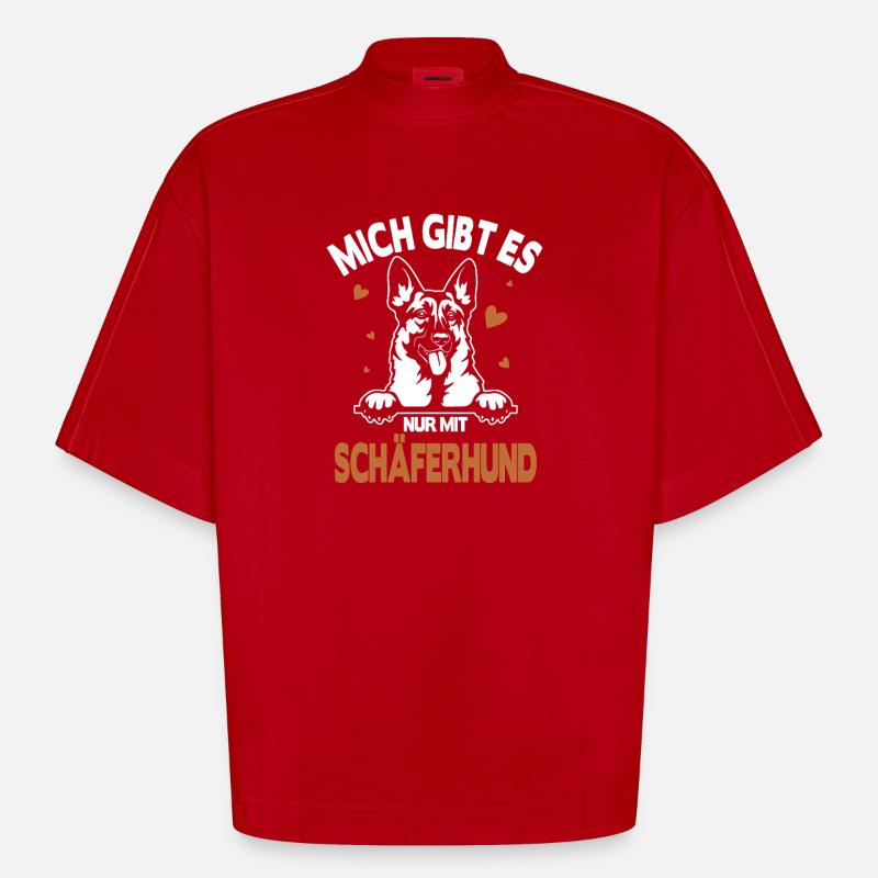 Schäferhund Geschenke Hund Frauchen Gassi - Heavyweight Oversized Organic Boxy T-Shirt Made in EU - Rot