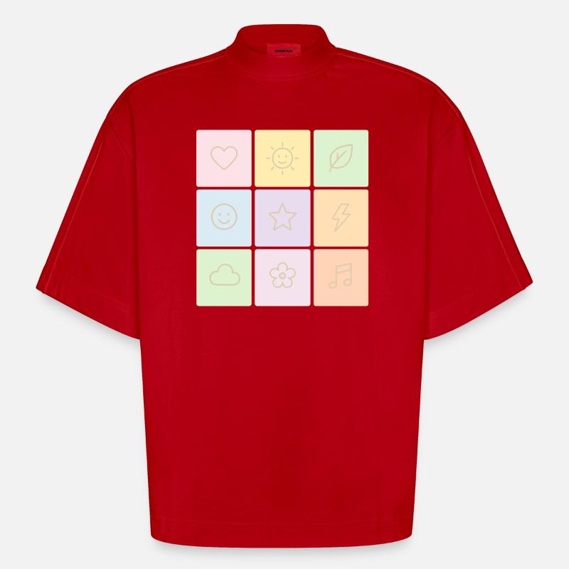 Ambiance Bento Pastel - T-shirt bio épais oversize Boxy fabriqué en UE - rouge