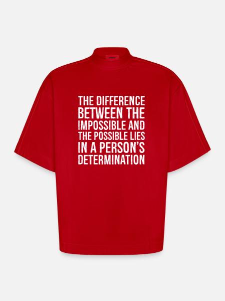 la différence entre l’impossible et le - T-shirt bio épais oversize Boxy fabriqué en UE - rouge