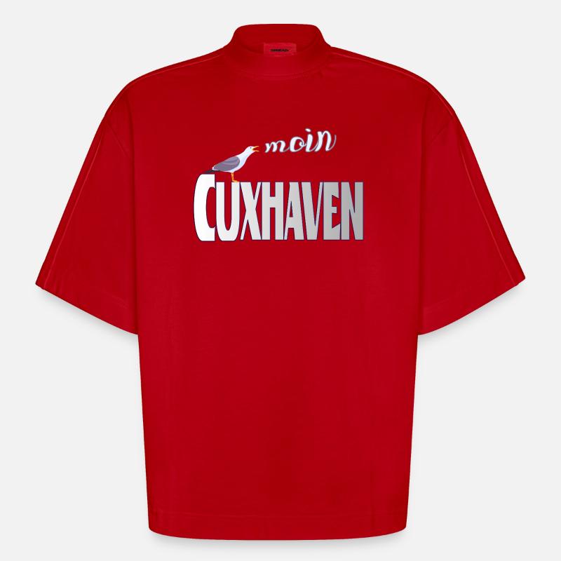 Cuxhaven Möwe & Moin Design - Heavyweight Oversized Organic Boxy T-Shirt Made in EU - Rot