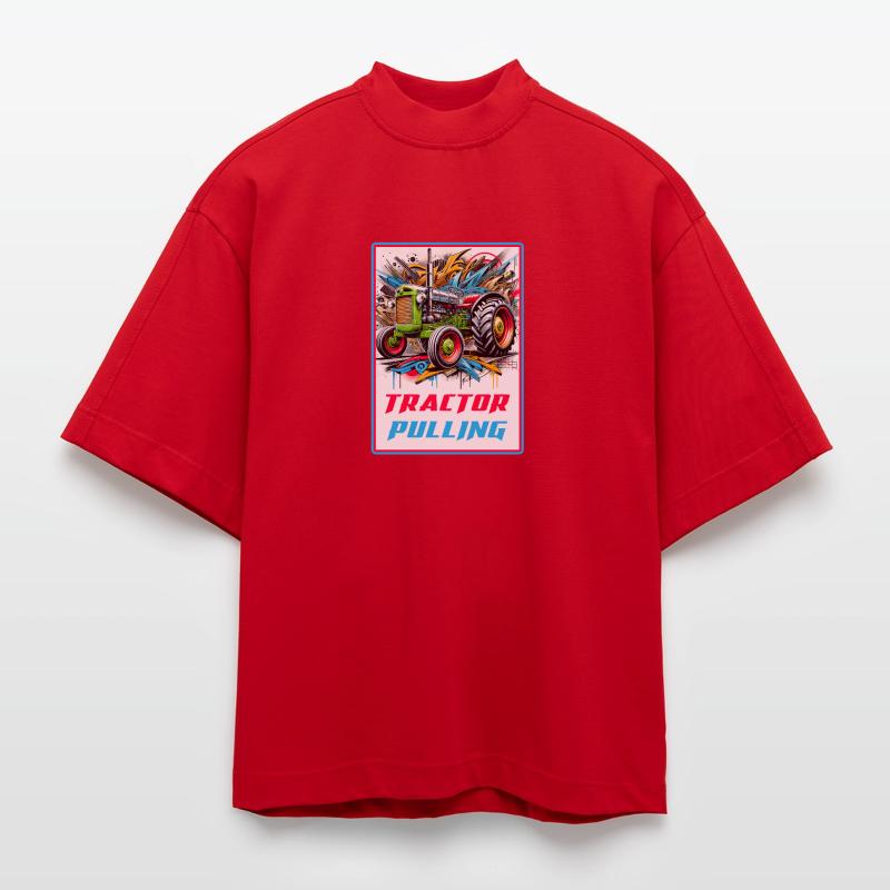 Tractor Pulling Power Heavyweight Oversized Organic Boxy T-Shirt Made in EU