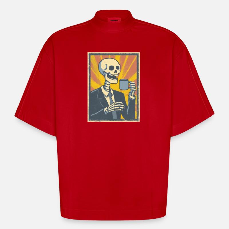 Kaffee oder Grab – was soll’s! - Heavyweight Oversized Organic Boxy T-Shirt Made in EU - Rot