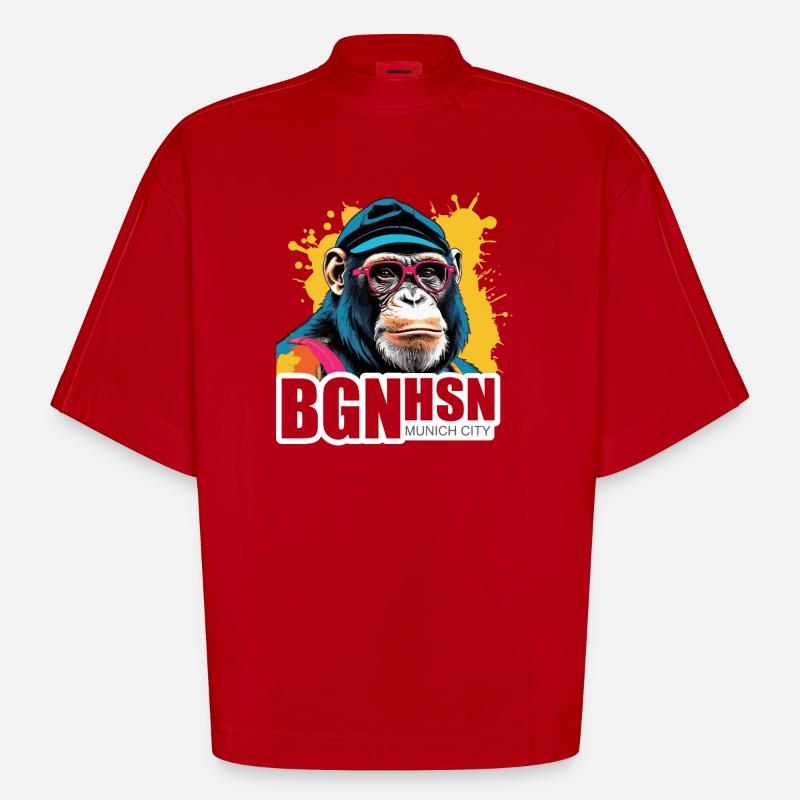 Bogenhausen - parce que c’est votre capot ! - T-shirt bio épais oversize Boxy fabriqué en UE - rouge