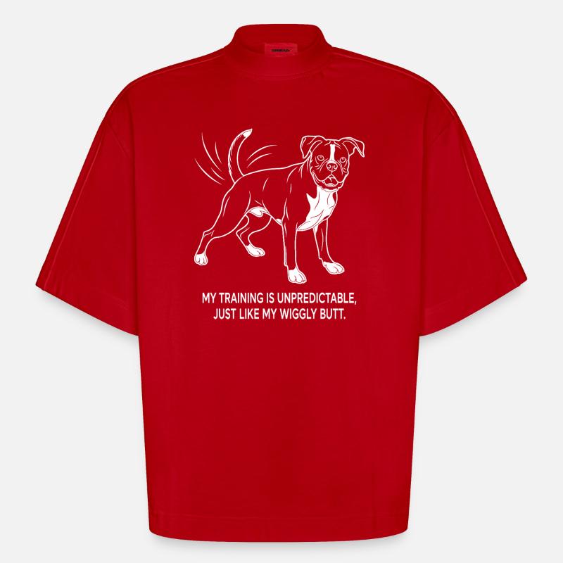 Unpredictable training and wobbly buttocks - Heavyweight Oversized Organic Boxy T-Shirt Made in EU - red