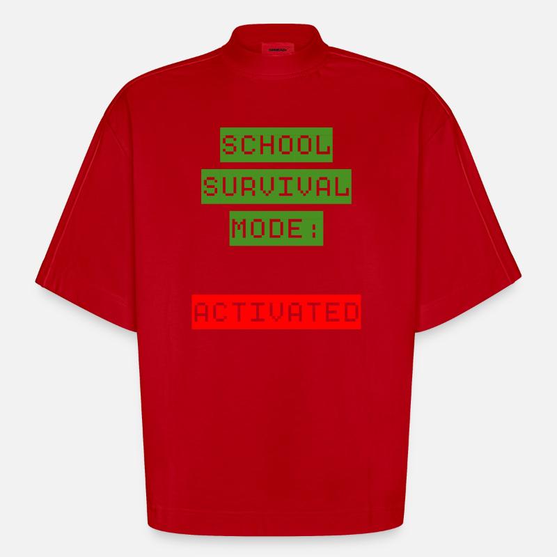 Mode de survie à l’école : Activé - T-shirt bio épais oversize Boxy fabriqué en UE - rouge