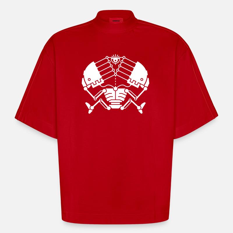 3rd Eye Robotics - white version - Heavyweight Oversized Organic Boxy T-Shirt Made in EU - red