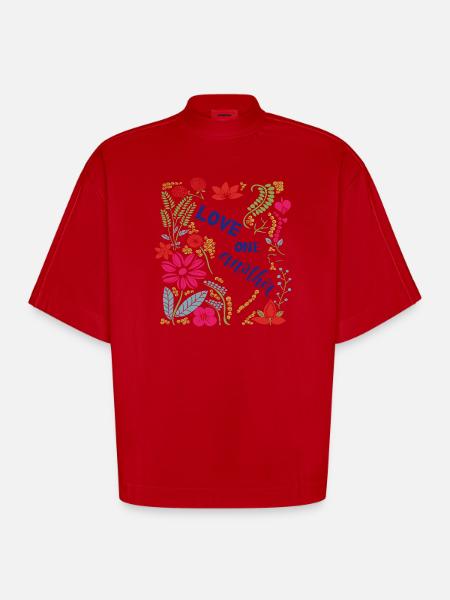 Love One Another - Heavyweight Oversized Organic Boxy T-Shirt Made in EU - red