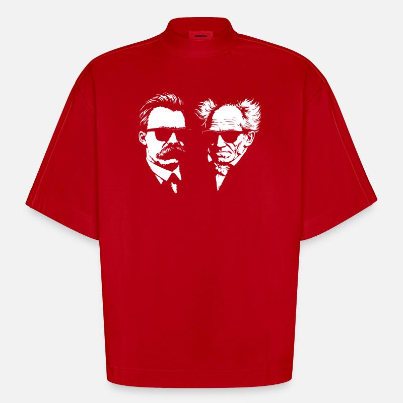 Die deutschen Philosophen Nietzsche und Schopenhhauer - Heavyweight Oversized Organic Boxy T-Shirt Made in EU - Rot