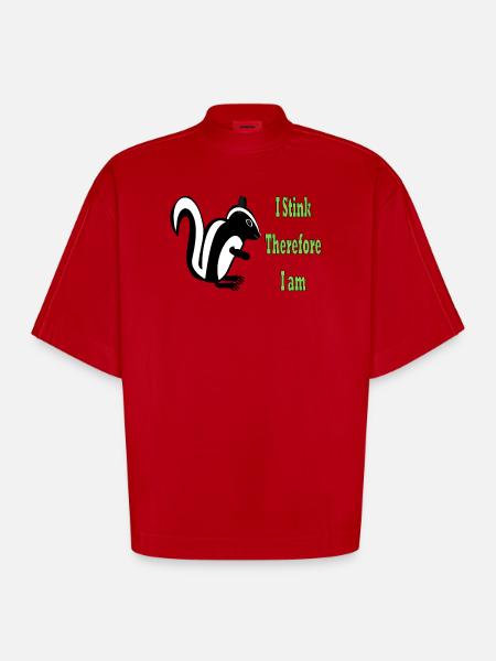 Humorous Skunk Philosophy Quote Design - Heavyweight Oversized Organic Boxy T-Shirt Made in EU - red