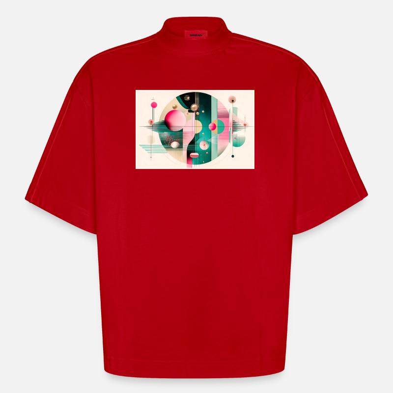 Abstract composition with chromatic flight - Heavyweight Oversized Organic Boxy T-Shirt Made in EU - red