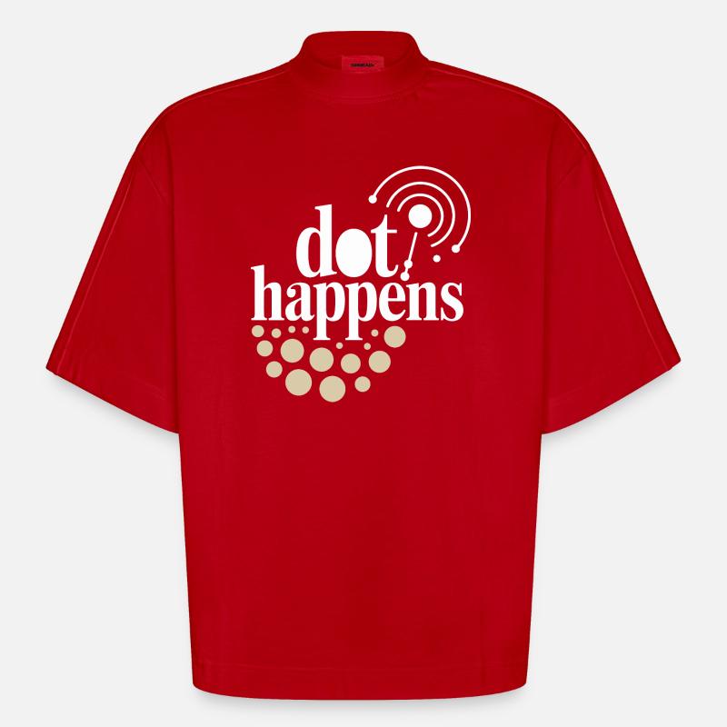 Dot Happens Morse Code Fun - Heavyweight Oversized Organic Boxy T-Shirt Made in EU - red