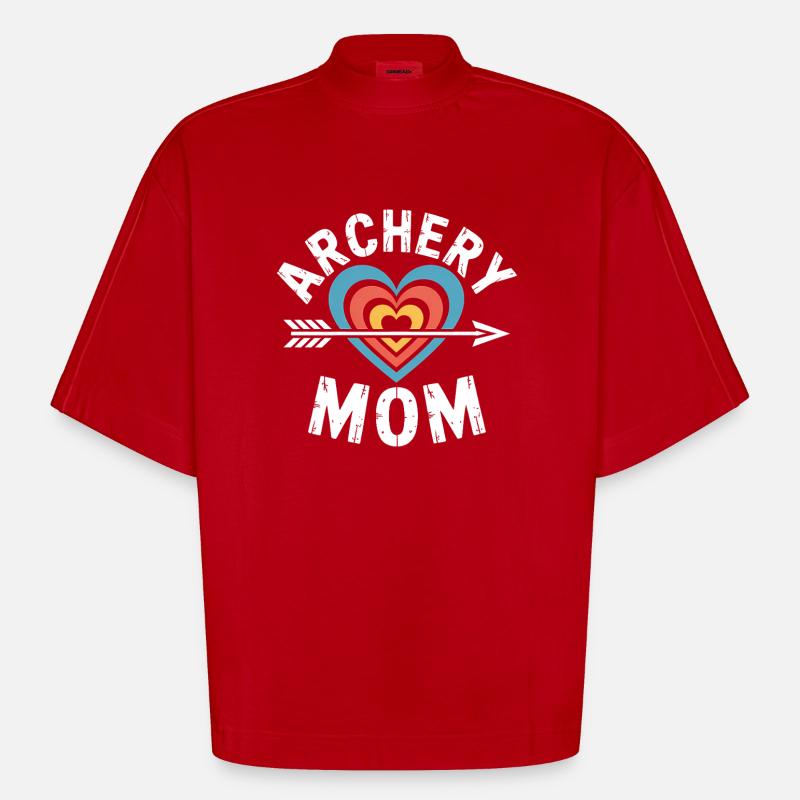 Bogenschießen Spruch Mutter Bogenschießen Geschenk - Heavyweight Oversized Organic Boxy T-Shirt Made in EU - Rot