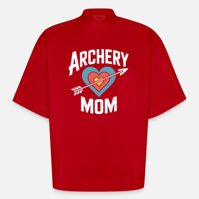 Bogenschießen Spruch Mutter Bogenschießen Geschenk - Heavyweight Oversized Organic Boxy T-Shirt Made in EU - Rot