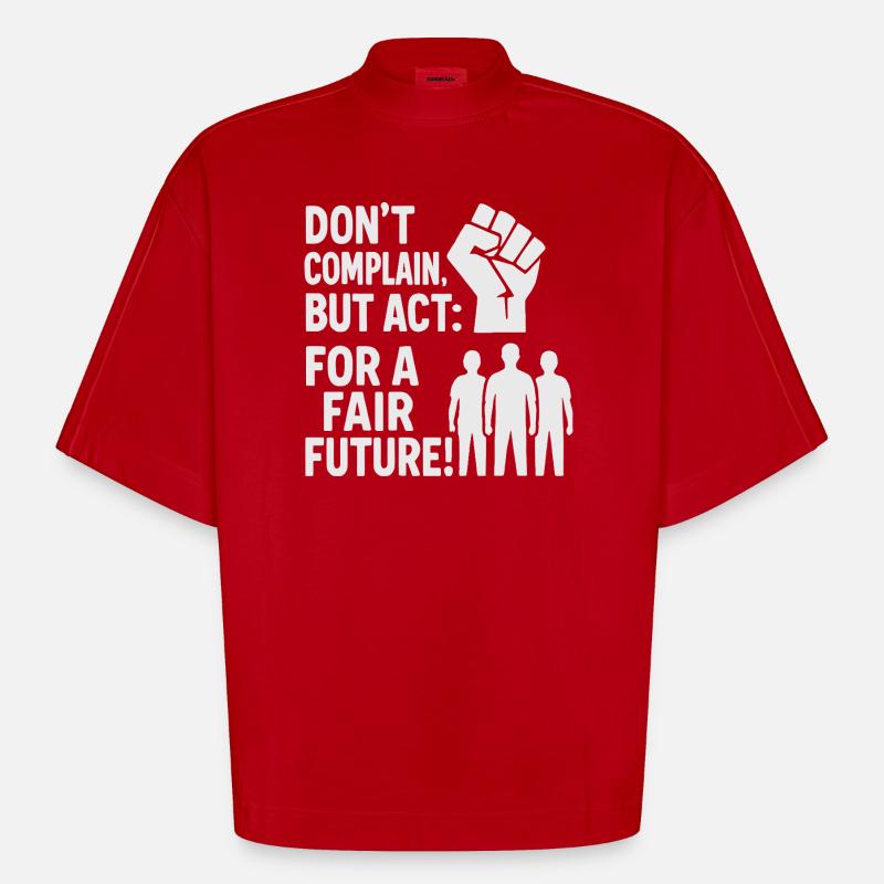 Acting for a fair future - Heavyweight Oversized Organic Boxy T-Shirt Made in EU - red