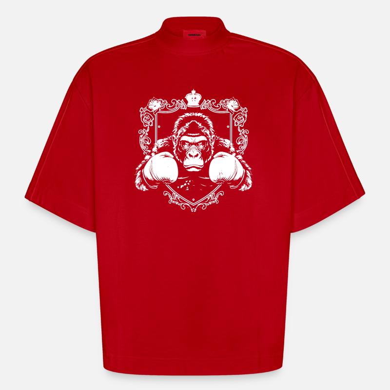 Starker Gorilla mit Kampfhandschuhen - Heavyweight Oversized Organic Boxy T-Shirt Made in EU - Rot