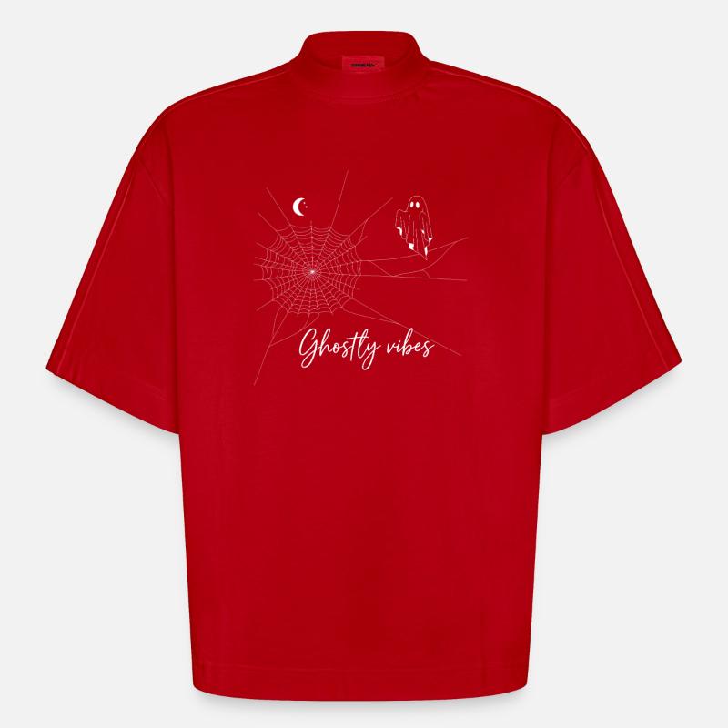 Conception de ciel nocturne effrayant - T-shirt bio épais oversize Boxy fabriqué en UE - rouge