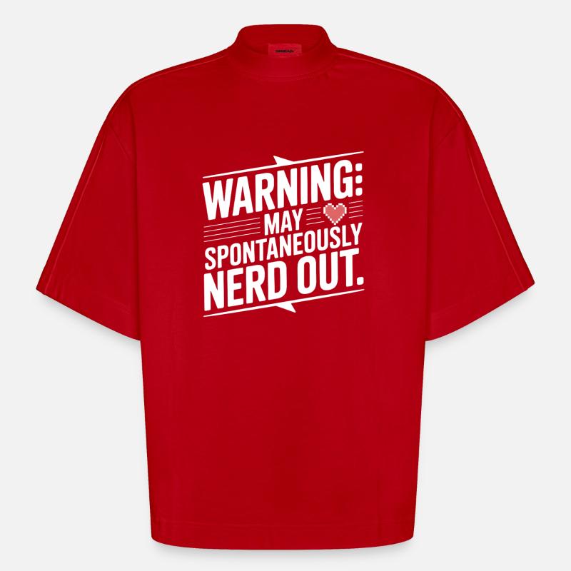Warnung kann spontan nerd werden - Heavyweight Oversized Organic Boxy T-Shirt Made in EU - Rot