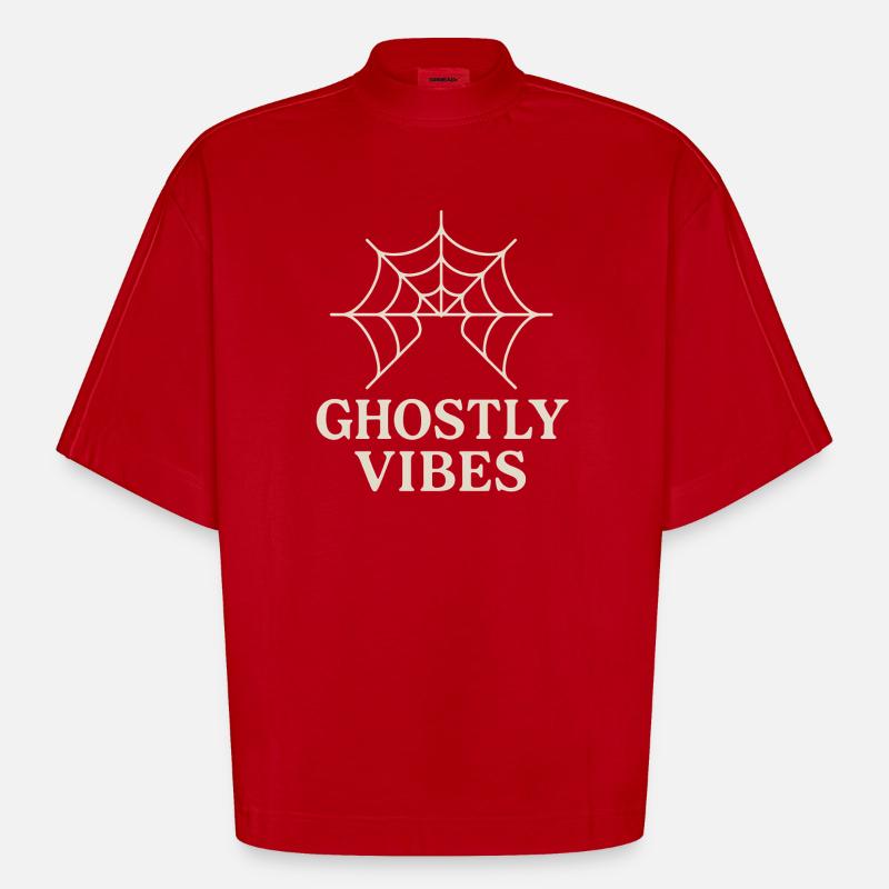 Spider web design with ghostly vibes - Heavyweight Oversized Organic Boxy T-Shirt Made in EU - red