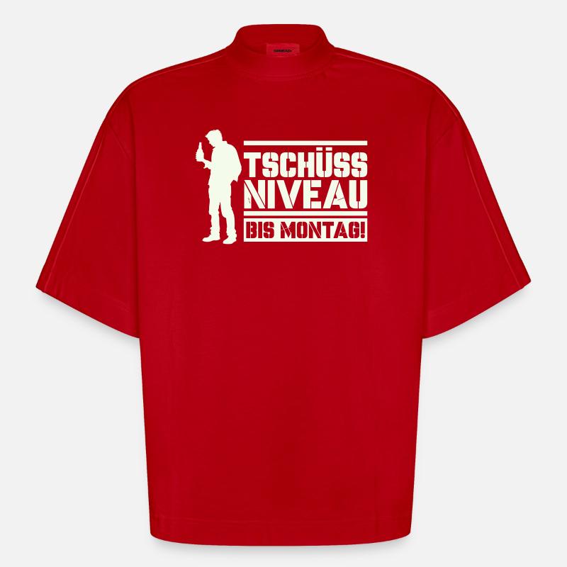 Bye bye level until Monday - Heavyweight Oversized Organic Boxy T-Shirt Made in EU - red