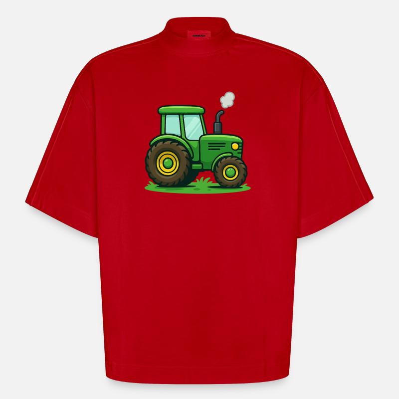 Traktor Kinder Geschenkidee - Heavyweight Oversized Organic Boxy T-Shirt Made in EU - Rot