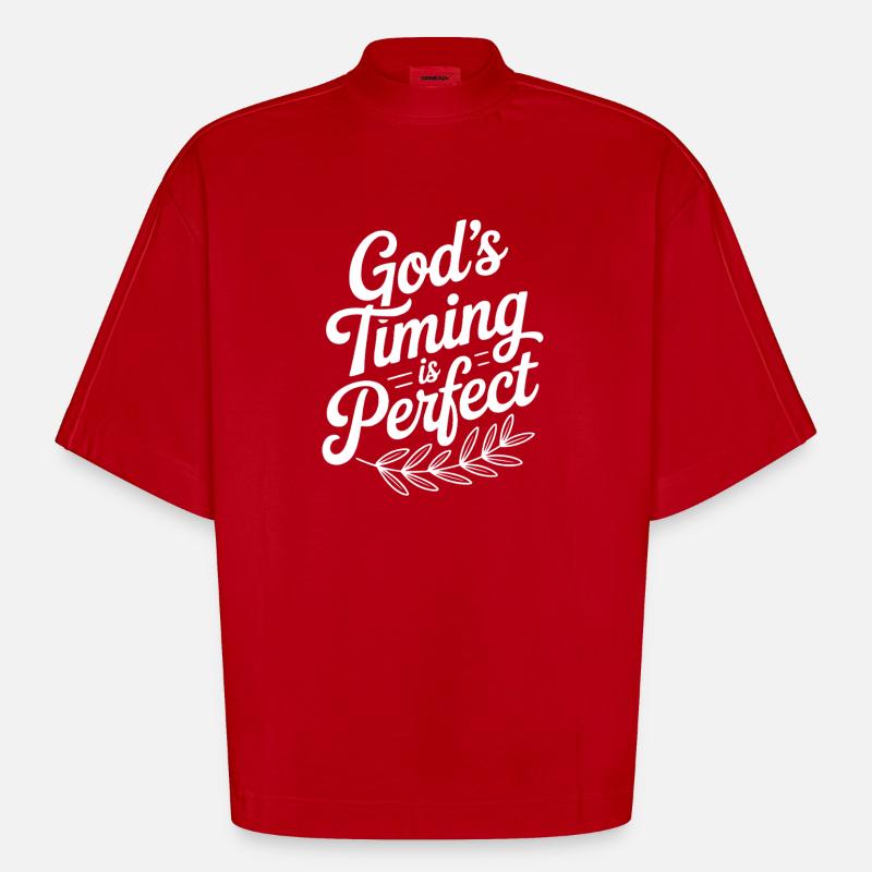 Le timing de Dieu est parfait - T-shirt bio épais oversize Boxy fabriqué en UE - rouge