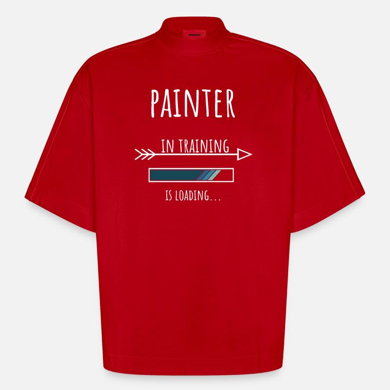 Painter Gift Profession Training Painter - Heavyweight Oversized Organic Boxy T-Shirt Made in EU - red
