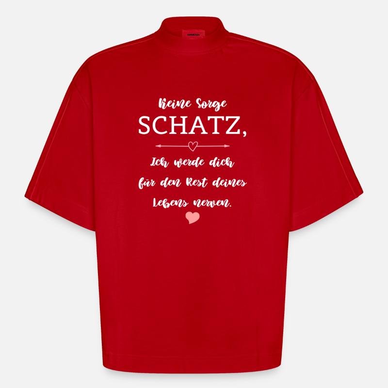 Humor Spruch Beziehung Ehe Partnerschaft - Heavyweight Oversized Organic Boxy T-Shirt Made in EU - Rot