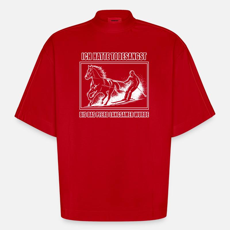 Bis das Pferd langsamer wurde - Heavyweight Oversized Organic Boxy T-Shirt Made in EU - Rot