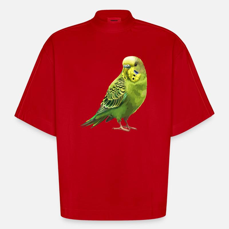 Conception de perruche Joie de vivre - T-shirt bio épais oversize Boxy fabriqué en UE - rouge