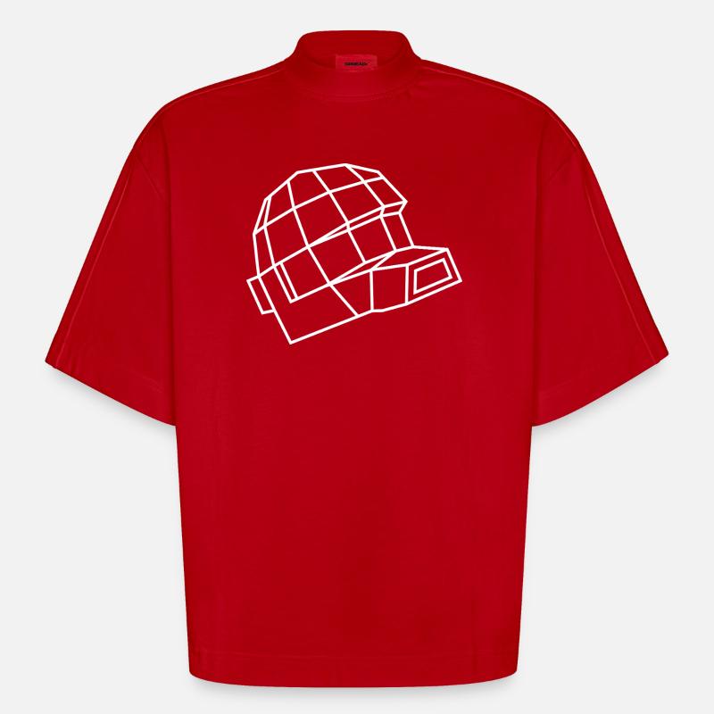 Daft Helm – Electro, Dance & Robot Style - Heavyweight Oversized Organic Boxy T-Shirt Made in EU - Rot