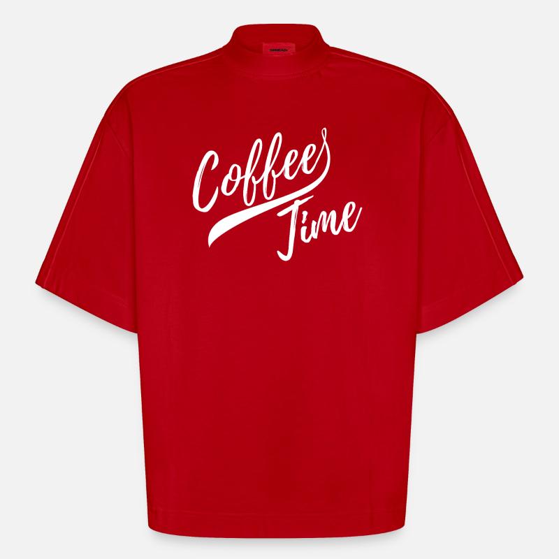 C’est l’heure du café - T-shirt bio épais oversize Boxy fabriqué en UE - rouge