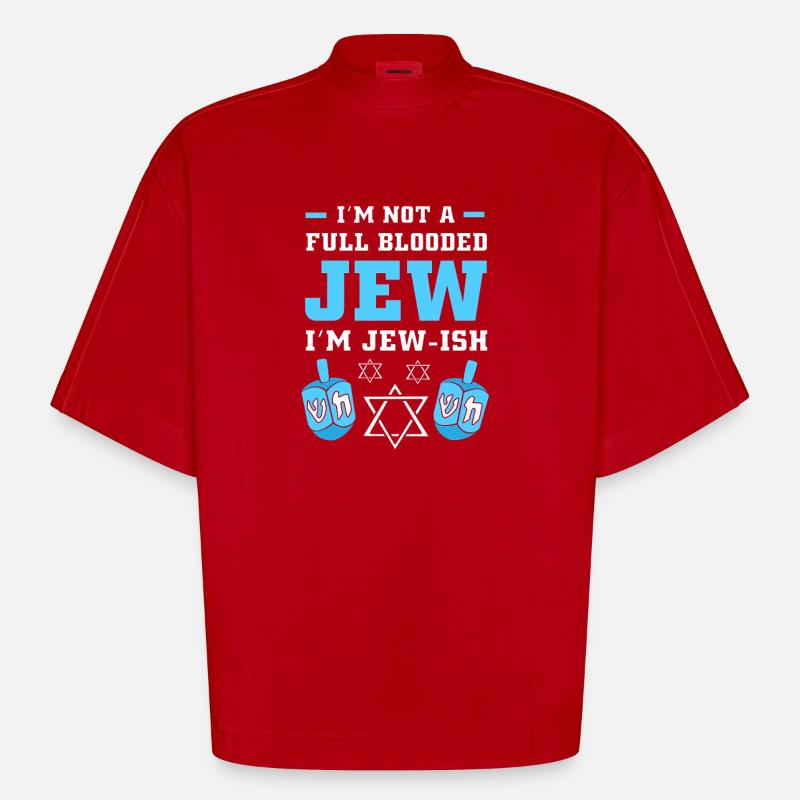 Hanoukka Hanoukka Hanoukka - T-shirt bio épais oversize Boxy fabriqué en UE - rouge