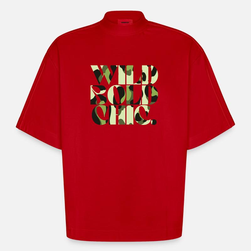 Wild Bold Chic Camouflage Chic - Heavyweight Oversized Organic Boxy T-Shirt Made in EU - red