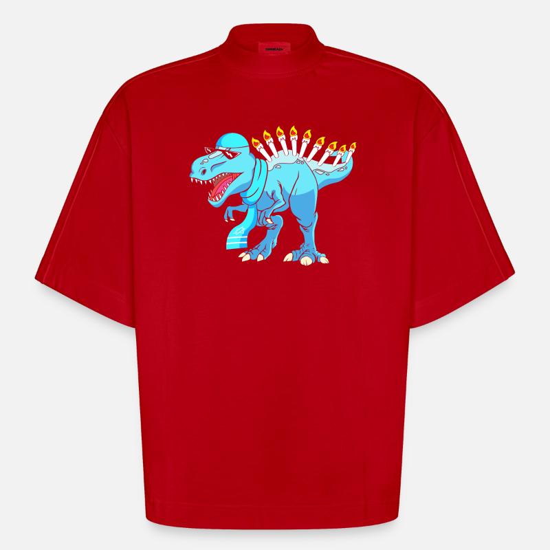 Hanoukka Hanoukka Hanoukka - T-shirt bio épais oversize Boxy fabriqué en UE - rouge