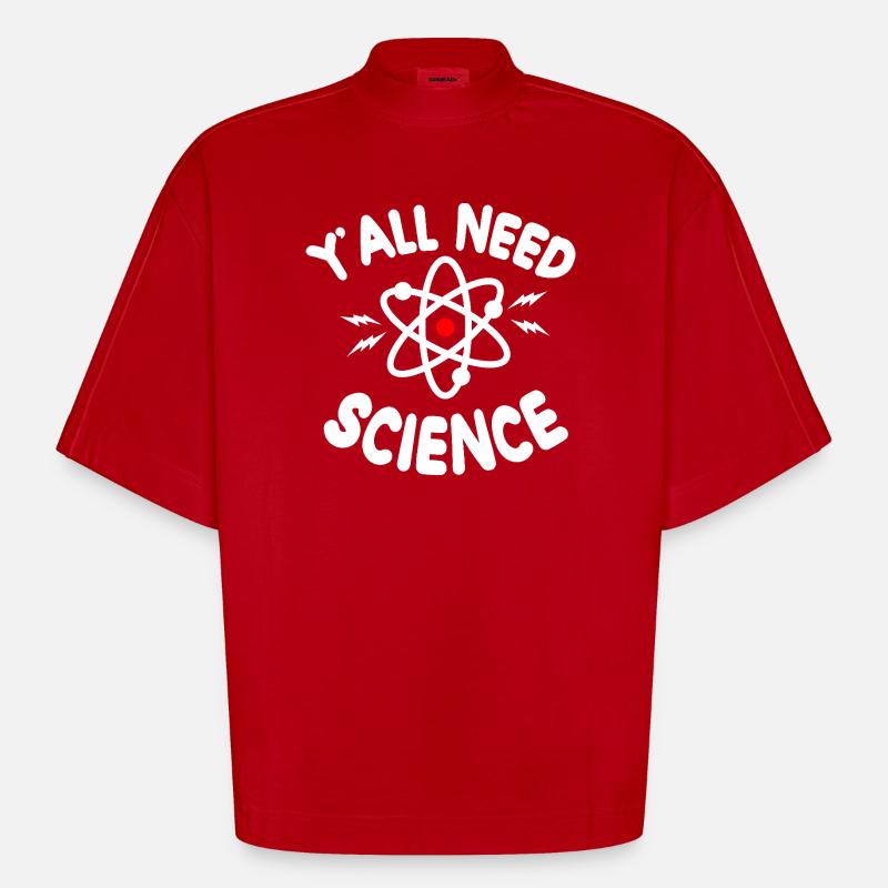 Science pour tous Tee Atom - T-shirt bio épais oversize Boxy fabriqué en UE - rouge