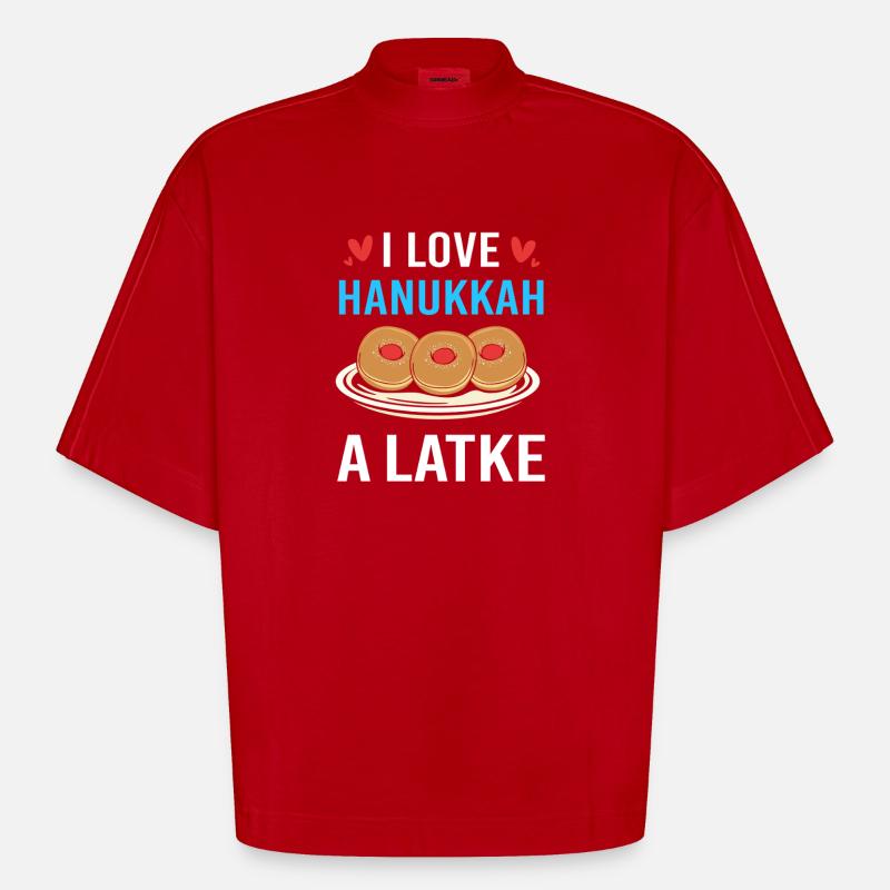 Hanoukka Hanoukka Hanoukka - T-shirt bio épais oversize Boxy fabriqué en UE - rouge