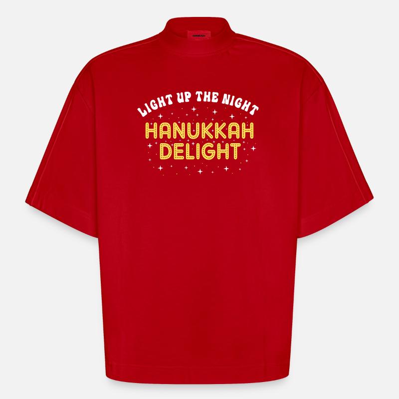 Hanoukka Hanoukka Hanoucca - T-shirt bio épais oversize Boxy fabriqué en UE - rouge