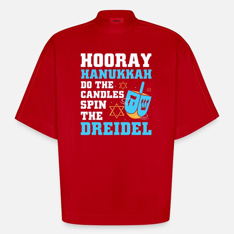 Hanoukka Hanoukka Hanoukka - T-shirt bio épais oversize Boxy fabriqué en UE - rouge