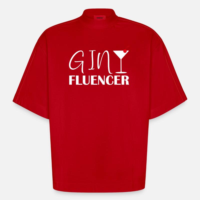 Ginfluencer Gin Statement Gin Trinker Spruch - Heavyweight Oversized Organic Boxy T-Shirt Made in EU - Rot
