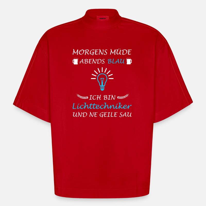 Lichttechniker Lichttechnik Spruch Lichtdesigner - Heavyweight Oversized Organic Boxy T-Shirt Made in EU - Rot