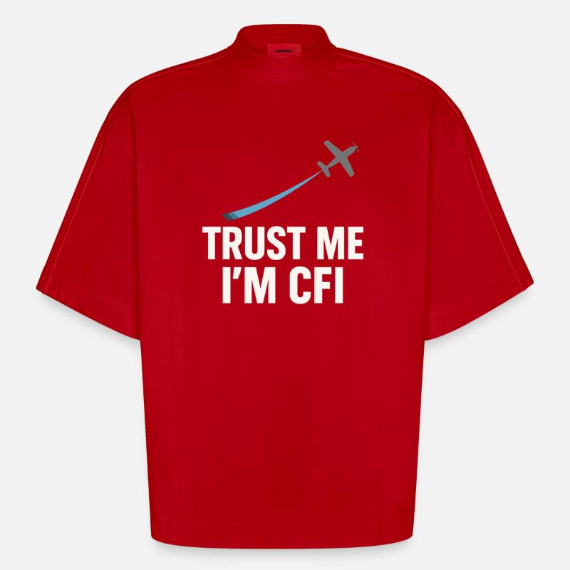 Fluglehrer Cfi Pilot Luftfahrtlehrer - Heavyweight Oversized Organic Boxy T-Shirt Made in EU - Rot