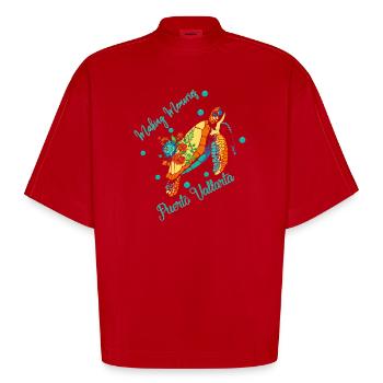 Souvenirs de vacances à Puerto Vallarta - T-shirt bio épais oversize Boxy fabriqué en UE - rouge - Devant