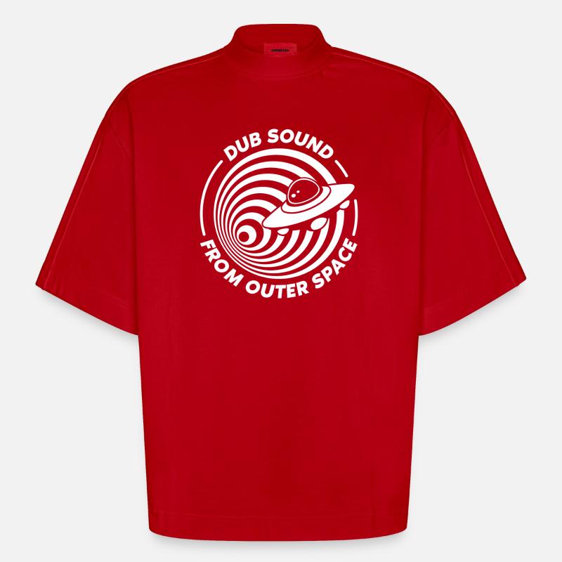 Dub Spatial OVNI Vortex - T-shirt bio épais oversize Boxy fabriqué en UE - rouge