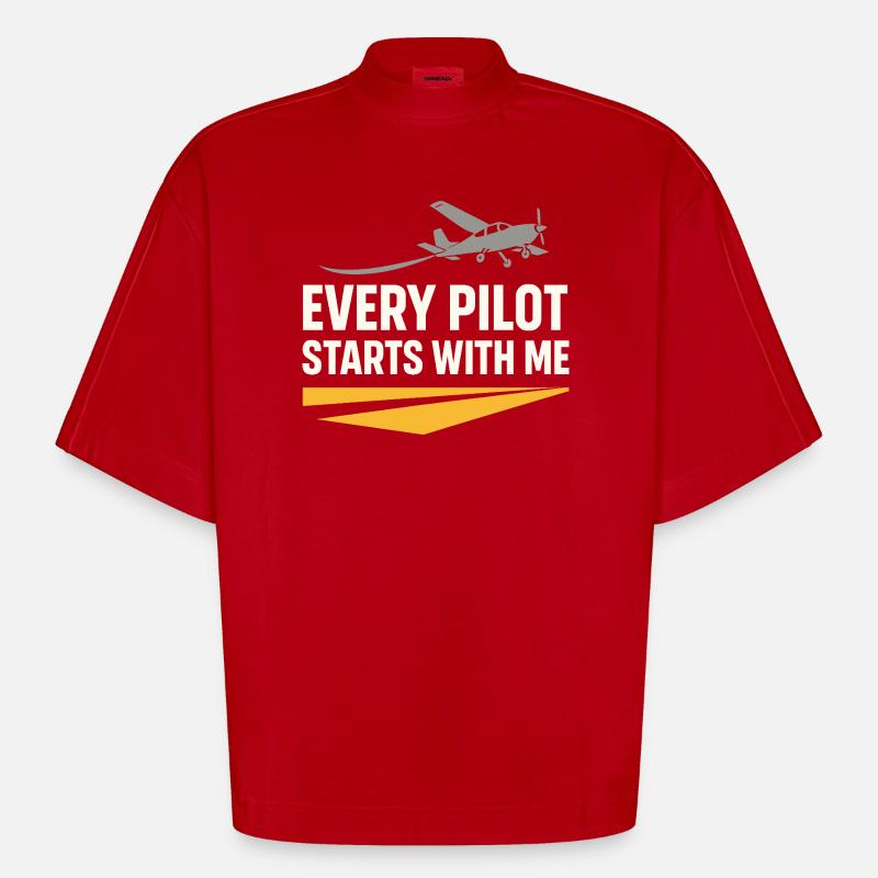 Fluglehrer Cfi Pilot Luftfahrtlehrer - Heavyweight Oversized Organic Boxy T-Shirt Made in EU - Rot