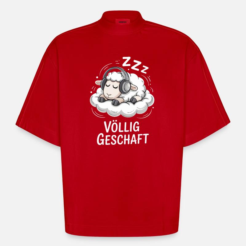 Conception de mouton entièrement réalisée - T-shirt bio épais oversize Boxy fabriqué en UE - rouge
