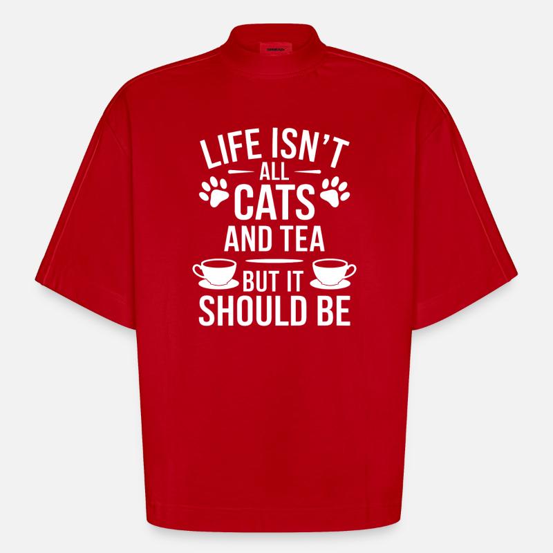 Tee Spruch Katzen Lustiges Tee Geschenk - Heavyweight Oversized Organic Boxy T-Shirt Made in EU - Rot